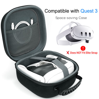 Hard Carrying Case Compatible with Meta Quest 3 / Quest 2 / Vision Pro, VR Gaming Headset and Touch Controllers Travel Case with Lens Cover for Oculus Quest 3/2/ Vision Pro Accessories