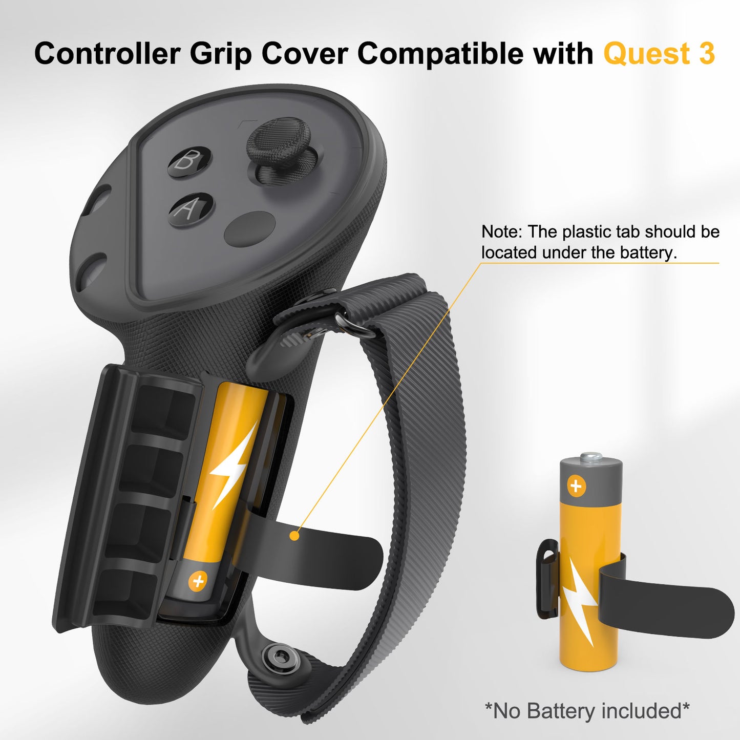 Controller Grips Cover Compatible with Meta Quest 3 Accessories, Silicone Grip Cover with Battery Opening Cover and Adjustable Knuckle Straps for Oculus Quest 3 VR Controllers