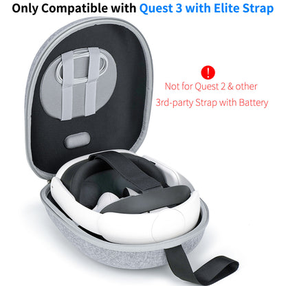 Case Compatible with Meta Quest 3 Standard/Elite Strap, Hard Carrying Case for Quest3 VR Gaming Headset with Elite Strap and Controllers, Storage Travel Case for Oculus Quest 3 Accessories